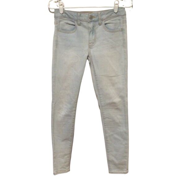 American Eagle White Washed Denim Super Stretch Jeggings Women’s Size 2 Short - Picture 1 of 6